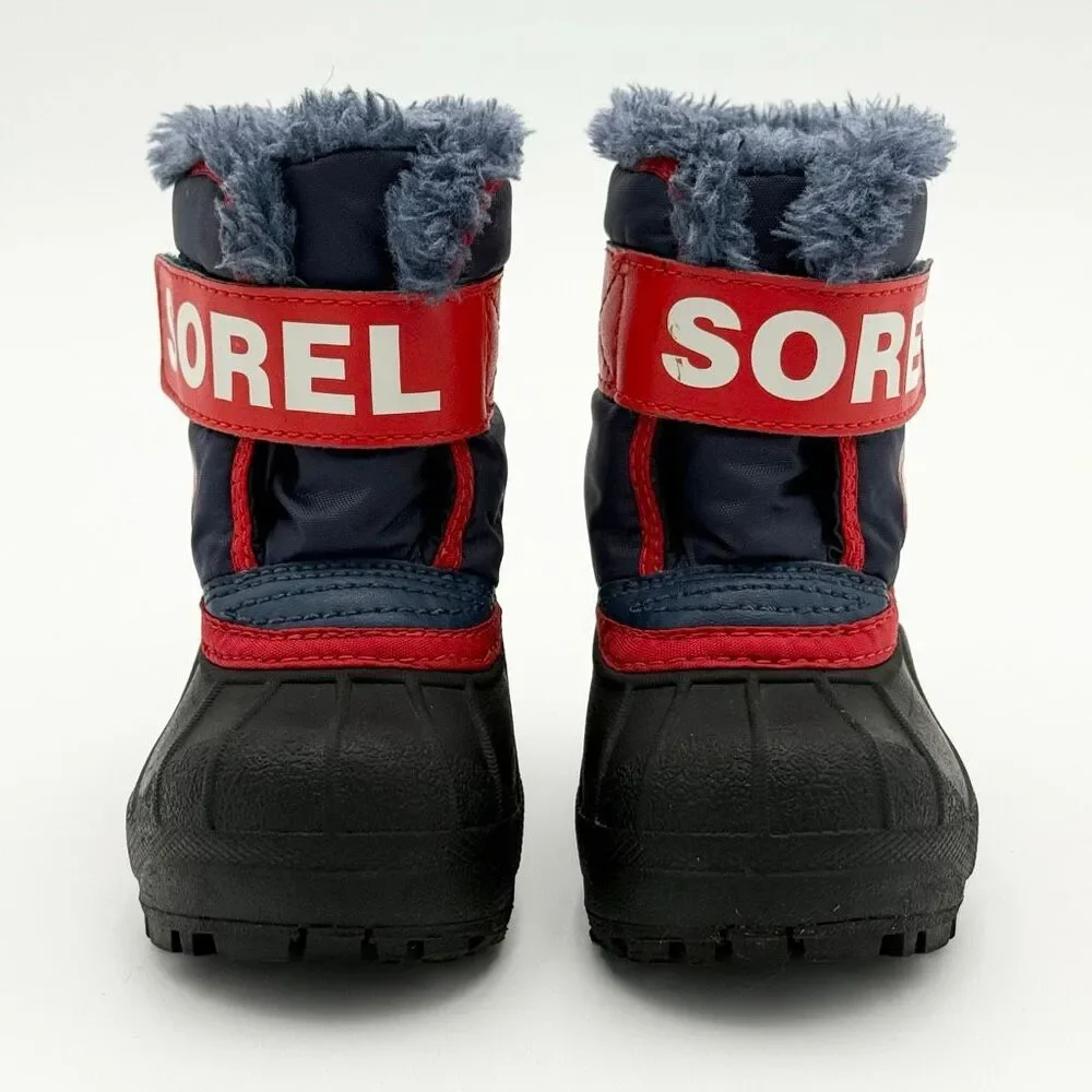Sorel Snow Commander Toddler Snow Boots Hook & Loop Closure in Navy Blue and Red